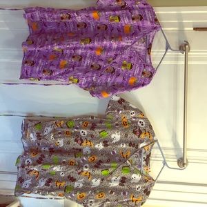 2 XL Halloween Scrub Tops